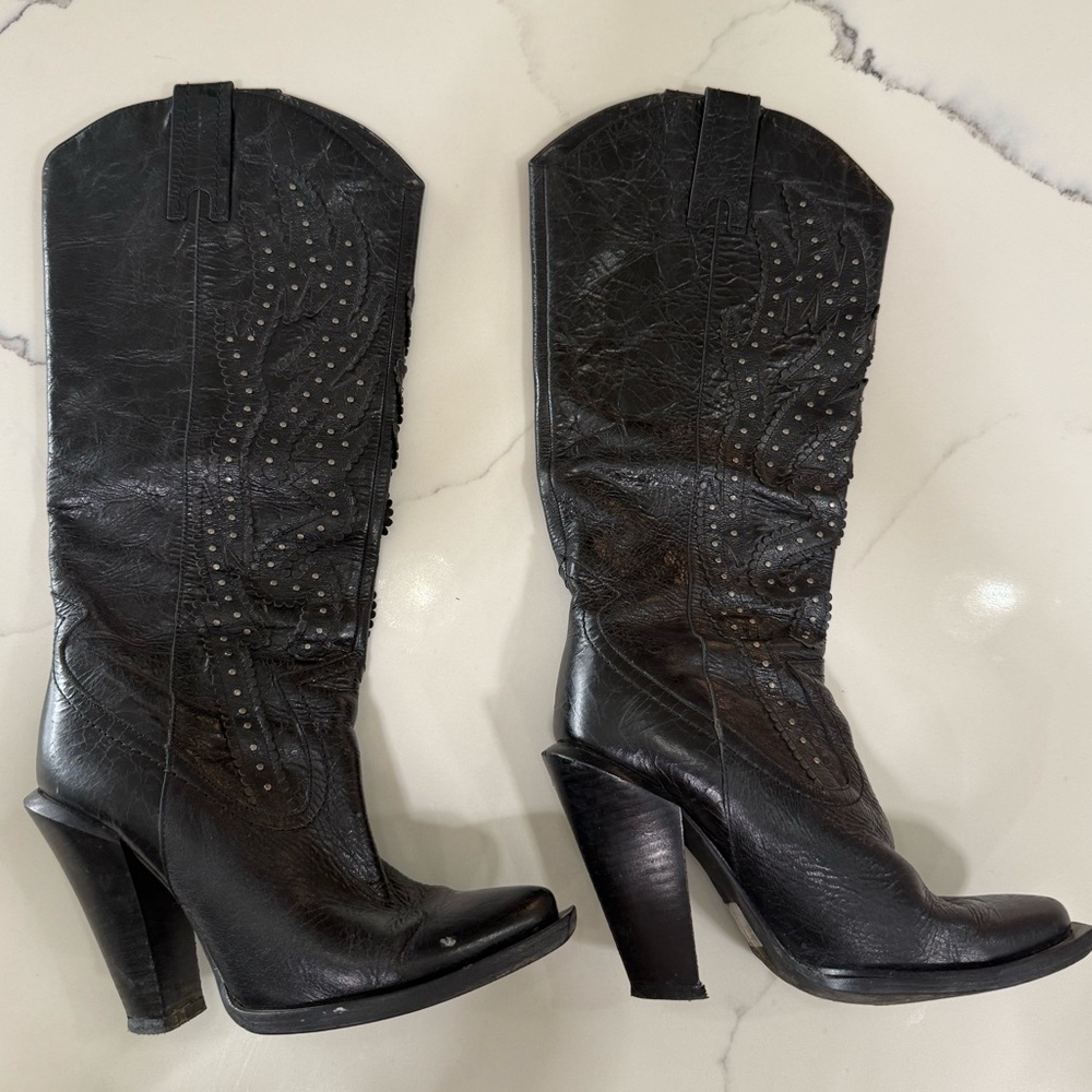 Jessica Simpson Abilene Cowboy Cowgirl Western Black Boots - Women's 6B